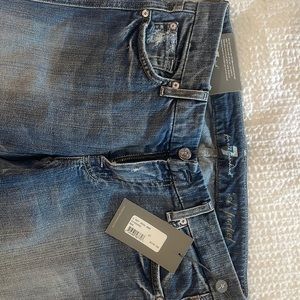 7 for all mankind jeans ‘a’ pocket style distressed bootleg. NWT size 27